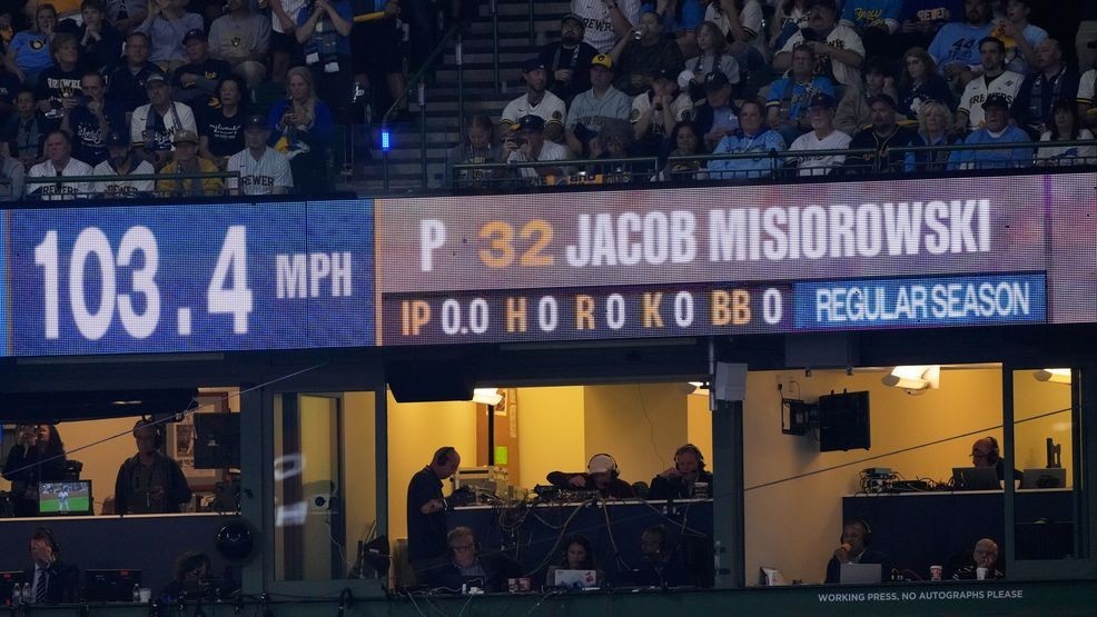 Brewers' Jacob Misiorowski sets World Series velocity record on his first pitch — Fox 11 Green Bay Sports, Orono Sports news
